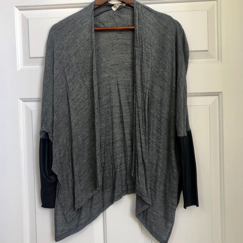 Trendy Zara Sweater Black Faux Leather Sleeves